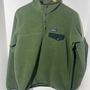Patagonia Olive Green Fleece with Black Accent Snap